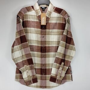 Eddie Bauer Field Flannel Long Sleeve Button Front Shirt Mens Size Large L Brown